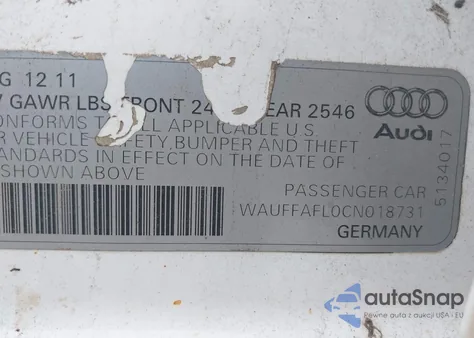 2012 Audi A4 2.0T Premium z USA, uszkodzony, nr VIN WAUFFAFL0CN018731